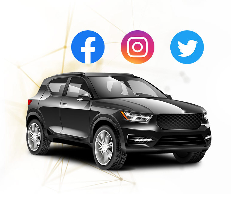Car image with social icons